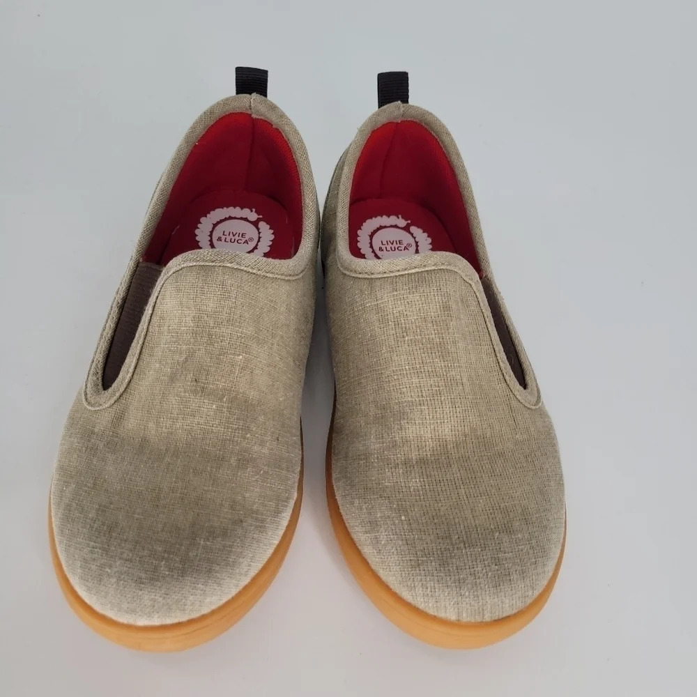 LIVIE & luca ridge beige red kids loafers slip on slides Sneaker Size 12 - Picture 3 of 7